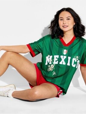 Mexico Floral Soccer Tee in Green and Red ( sold out )